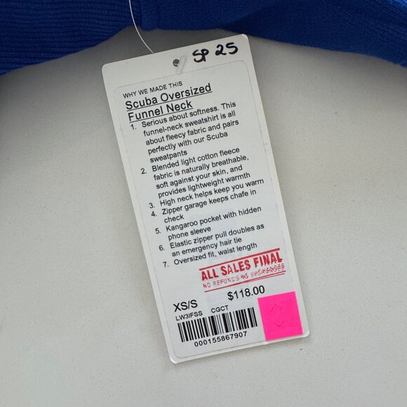 NWT lululemon Scuba Oversized Funnel Neck XS/S Galactic Cobalt Blue - Picture 4 of 4